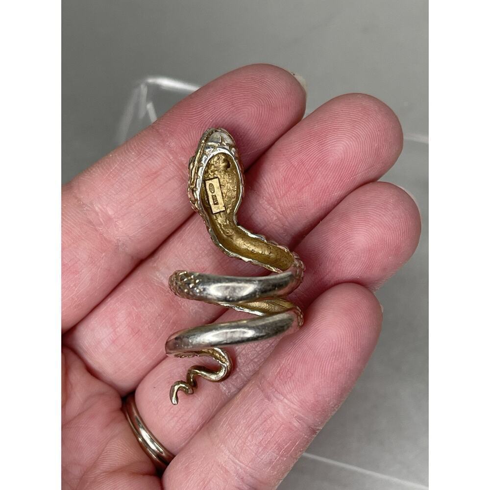 Gothic Head Snake Serpent Ring Gold plate Sterling Silver .925 Cobra Size 5.75 - Picture 4 of 5